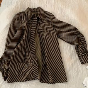 Beautiful button up striped vintage beige top